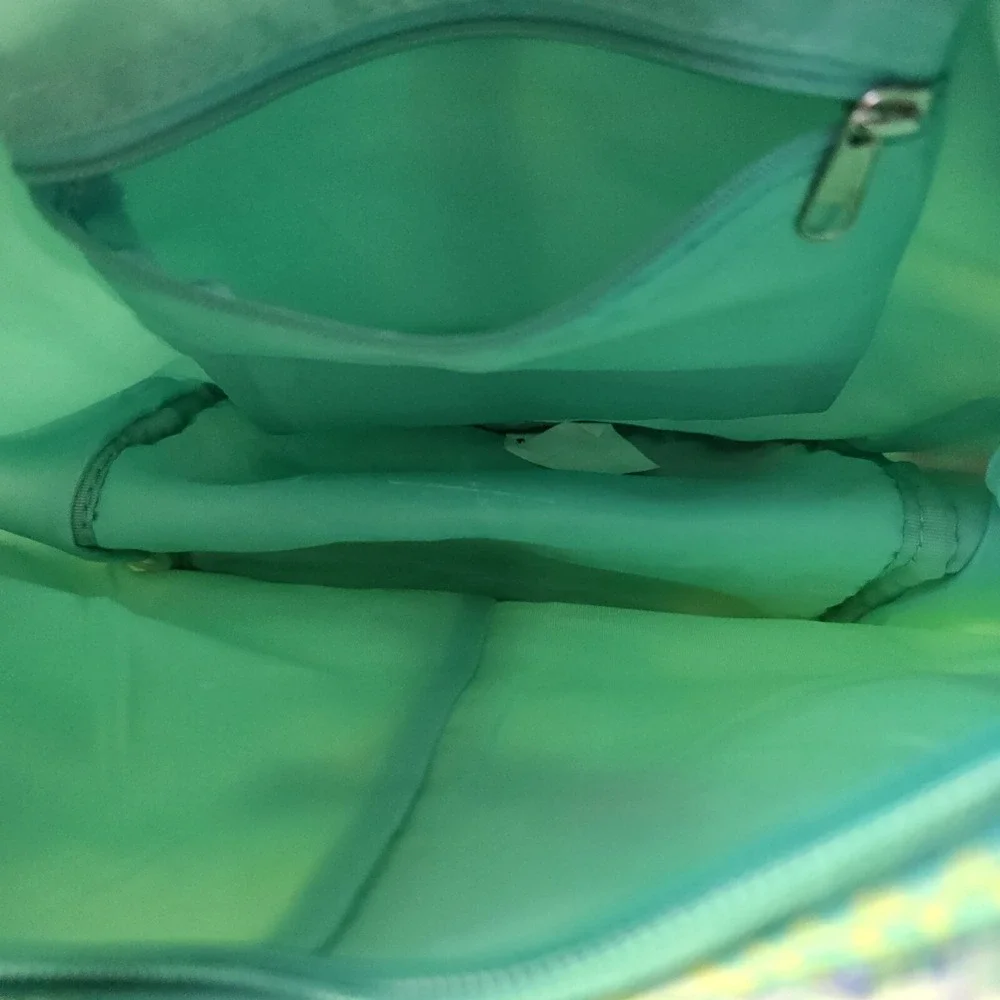 Tupperware Lunch‎ Bag Zipper Hobo Style Green Floral Vintage Quilted
